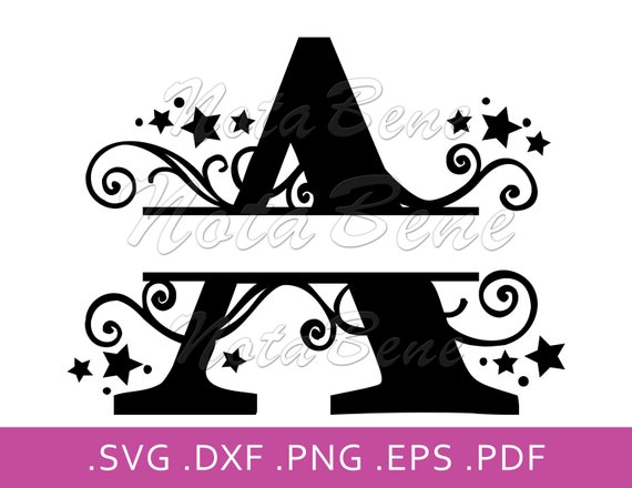 Download A Split Monogram Svg Split Letter A Alphabet Svg Swirls Stars Etsy