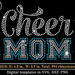 CHEER MOM strass sjabloon SVG, cheerleader moeder strass svg, Crystal Bling Transfer svg, hotfix Sparkle digitaal shirtontwerp, Cricut