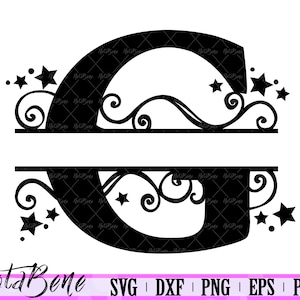 Split Letter G SVG, G Split Monogram SVG, Divided Initial G, Decorative G svg, Wood Sign Stencil DXF, Cricut Cut File, Wedding Letter G png