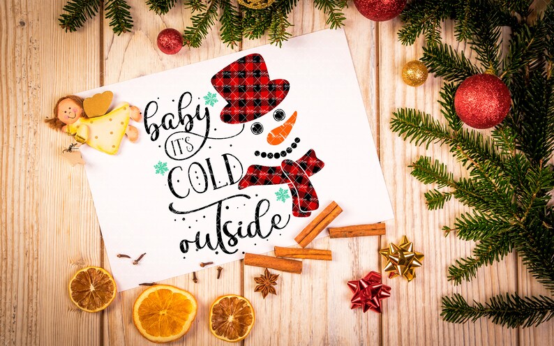 Download Baby It's Cold Outside SVG Buffalo Plaid Snowman Svg | Etsy