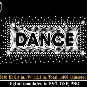 DANCE Rhinestone Template SVG, Cheerleader Scattered Spray Effect, Rhinestones svg, Bling Shirt Design svg Cricut cut file Digital Download