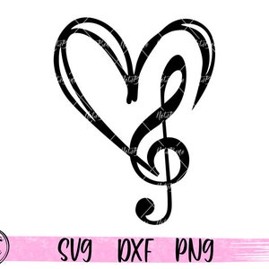 Musiknote Herz Liebe Symbol SVG, Violin G-Notenschlüssel Bundle, Notenschlüssel Design, Notenschlüssel Illustration Logo SVG PNG Vektordatei