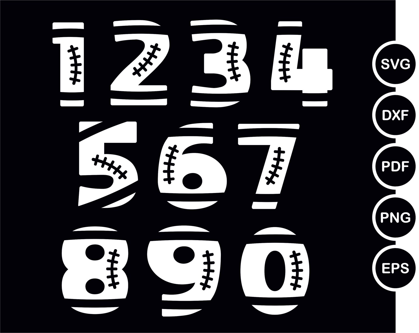 Football Player Shirt Numbers SVG Bundle Football Numbers Svg Etsy