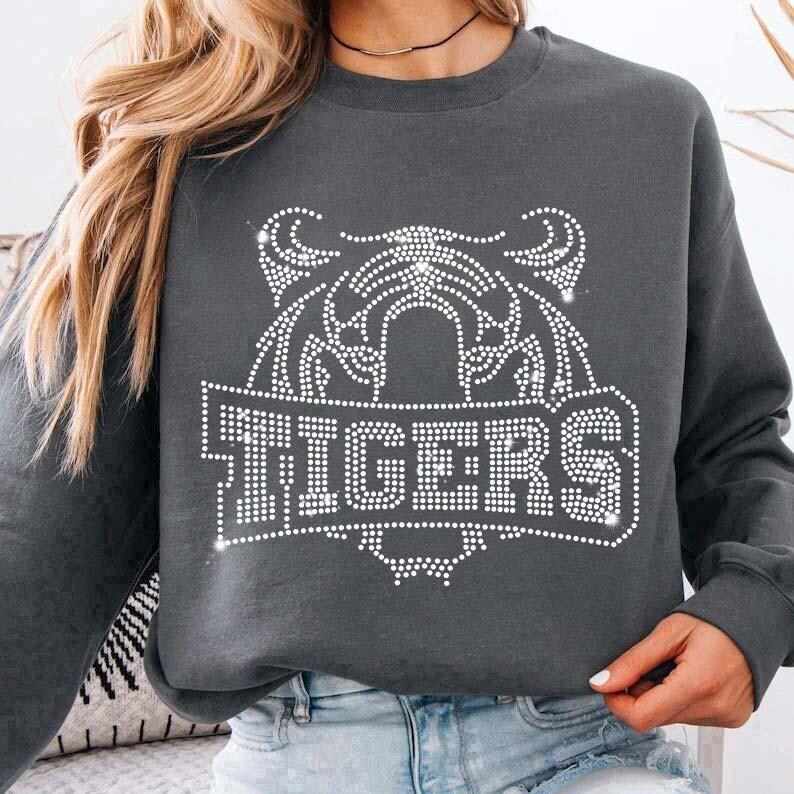 Tigers Rhinestone Design Tigers Rhinestone Template SVG, Cheerleader Bling, Cheerleading Squad ...