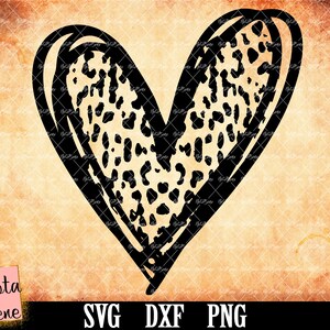 Leopard Heart Svg, Leopard Print Hand Drawn Heart Svg, Valentine's