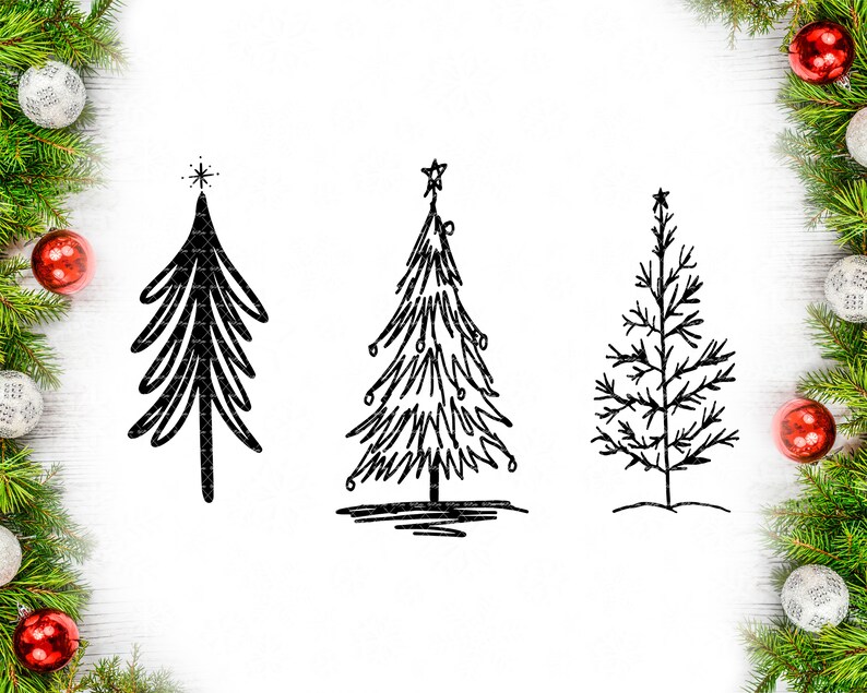 Simple Christmas Trees Svg Christmas Tree Line Art - Etsy UK