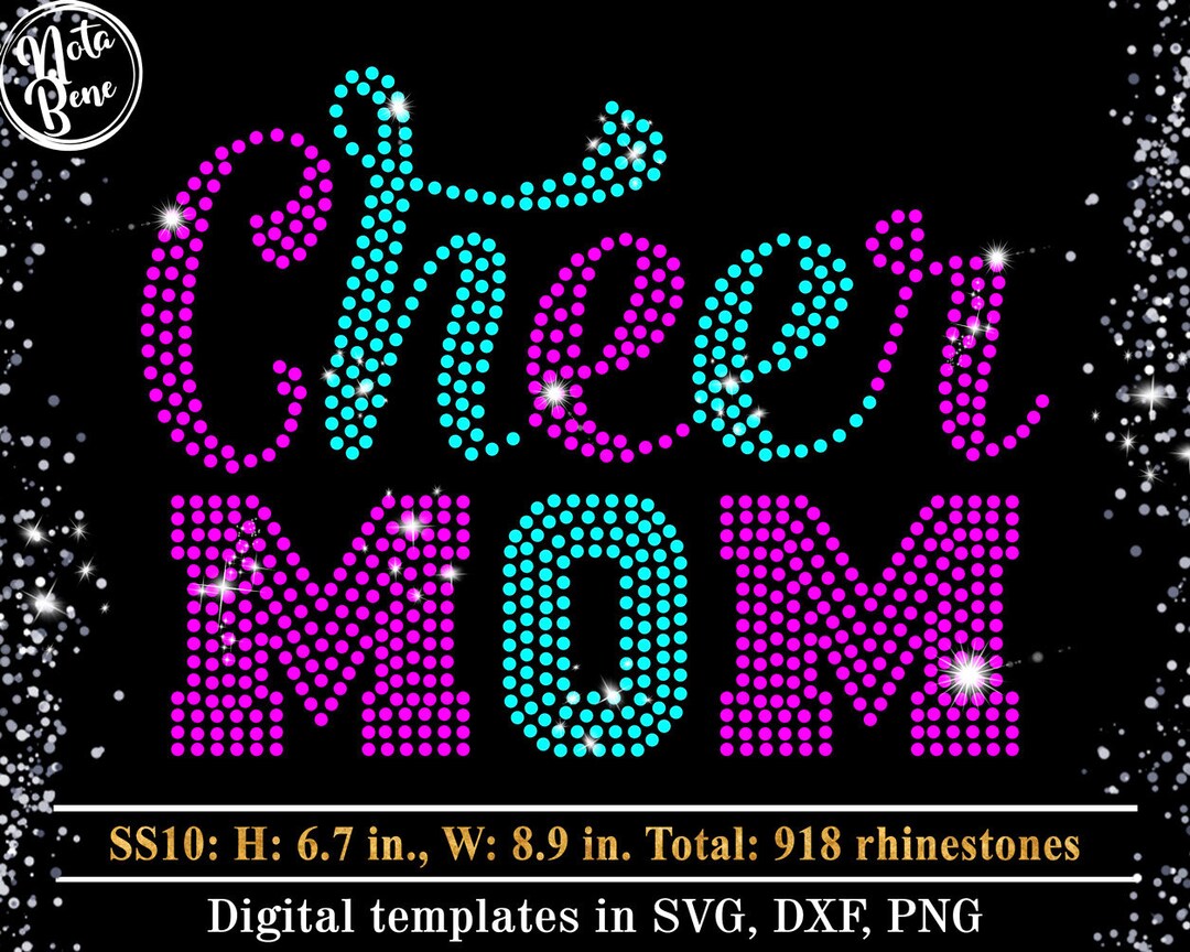 CHEER MOM Rhinestone Template SVG, Crystal Template Bling Transfer Svg ...