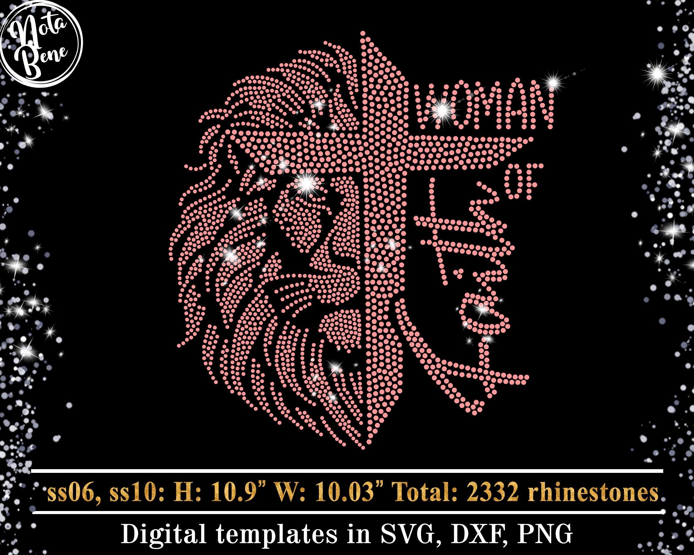 Woman of Faith SVG Rhinestone Template, Jesus Bling Cross Rhinestones ...