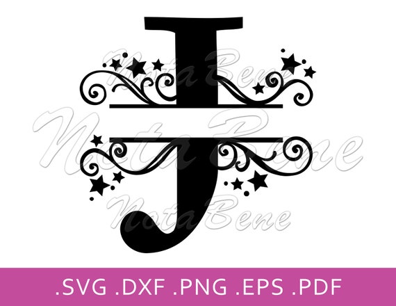Download J Split Monogram SVG Elegant Split letter J SVG Swirls Stars | Etsy