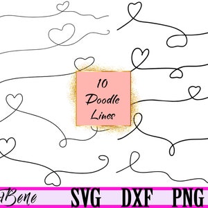 10 Doodle Lines Svg Doodle line SVG Doodle line Clipart Bundle Svg Cut file Valentines Day Svg Dividers Line Doodle lines Svg Cricut Htv Png
