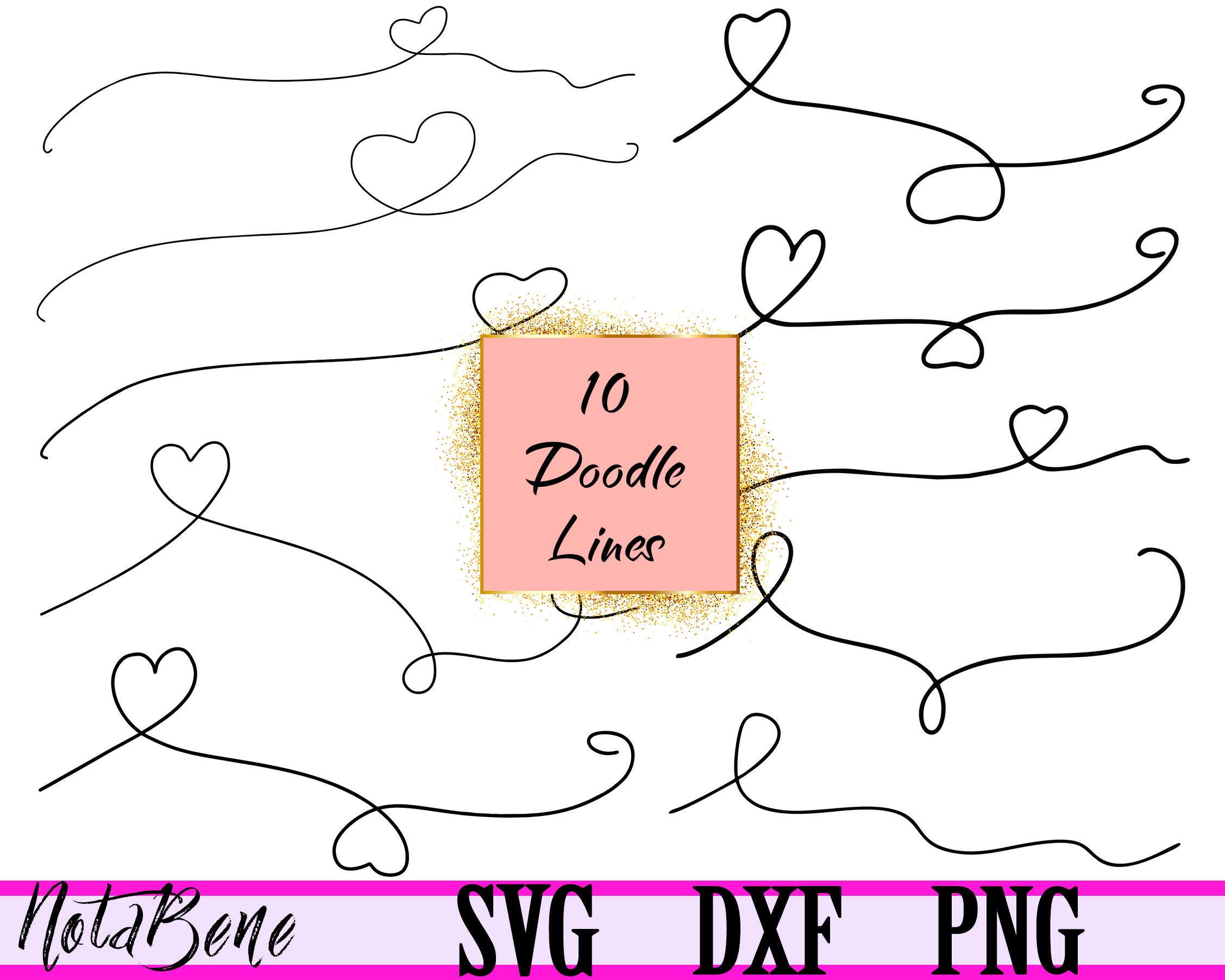 10 Doodle Lines Svg Doodle Line SVG Doodle Line Clipart Bundle - Etsy ...