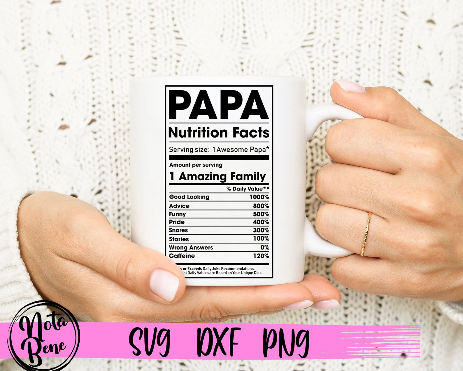 Papa Nutrition Facts 2 SVG Cut File Dad Nutritional Facts Svg Etsy