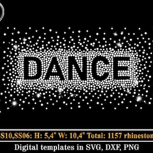 Dance Rhinestone Template SVG, Dance Bling Template, Dance Cheer Spray Effect, Spangle transfer