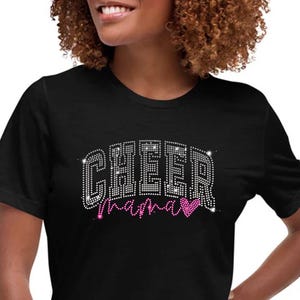 Cheer Mom strass SVG-sjabloon, Cheerleader Mum Bling Design, Crystal Hotfix Sparkle-patroon afbeelding 3
