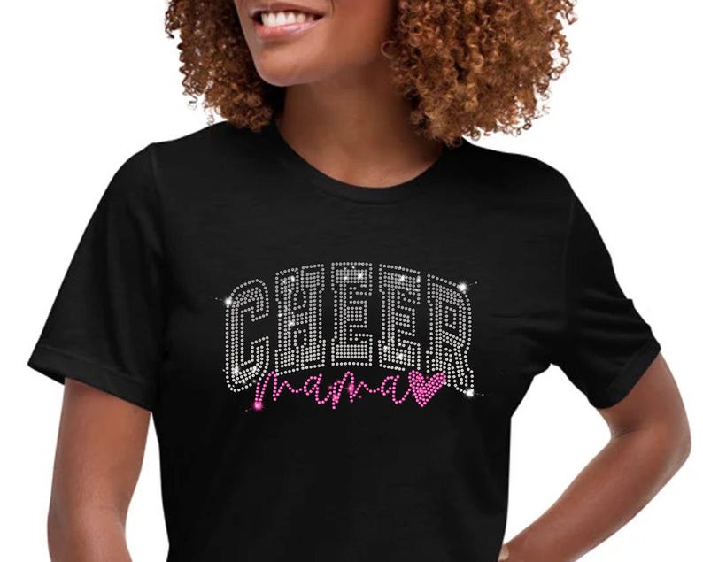 Cheer Mom strass SVG-sjabloon, Cheerleader Mum Bling Design, Crystal Hotfix Sparkle-patroon afbeelding 3