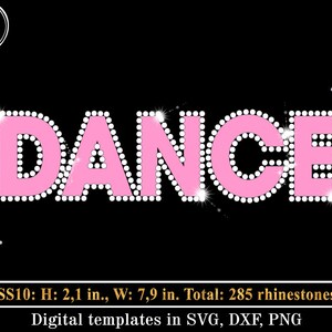 DANCE Rhinestone Template SVG, Cheerleader Rhinestones Svg, Bling Shirt ...