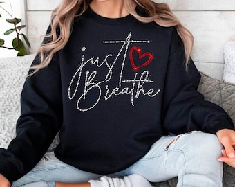 Just Breathe SVG Rhinestone Template, Gift For Mom Inspirational Bling (Digital Download)
