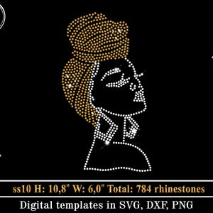 Modelo de strass Afro Diva Svg, Afro American Woman Bling svg, Queen Boss svg, Design de camisa com strass Cricut