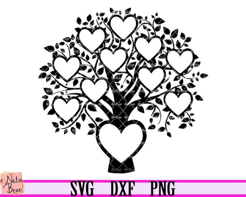 Download Family Tree Hearts SVG Cut file Family Tree Monogram Svg | Etsy