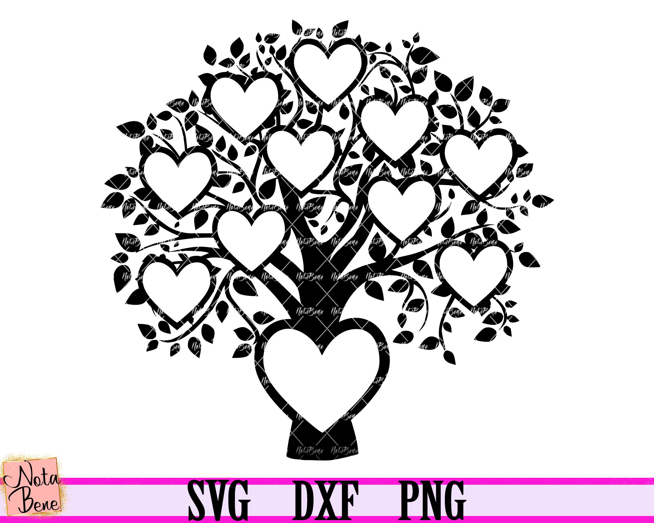 Árbol genealógico con corazones SVG Family Tree Monogram svg - Etsy México