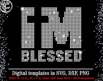 Blessed SVG Rhinestone Template, Rhinestone Pattern, Bling Shirt Design, Bible Verse, Christian, Faith, Cricut