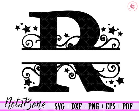 Download R Split Monogram SVG Swirls Stars Split Font Letter R SVG | Etsy