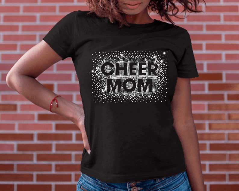 Cheer Mom Rhinestone Template SVG, Cheerleader Scattered Spray Effect ...