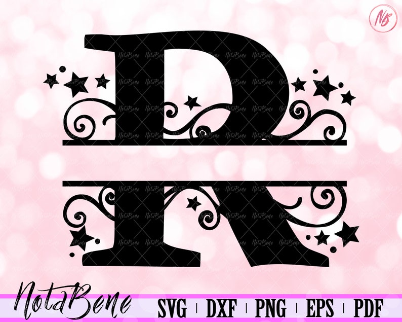 Download R Split Monogram SVG Swirls Stars Split Font Letter R SVG ...