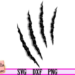 Garra rasgada SVG Marcas de garras de animales SVG Archivo de corte Garra de tigre Svg Rasguños de garra Svg Archivo de imágenes prediseñadas PNG imprimible para Cricut Dxf Htv Láser Plasma