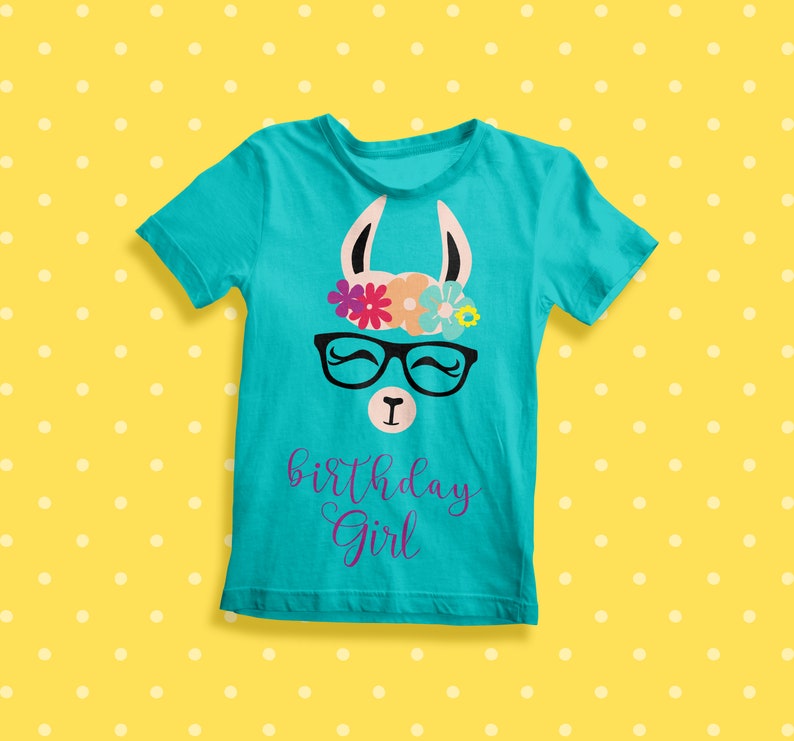 Download Llama SVG Llama Birthday Girl T-shirt design Cut File DXF ...
