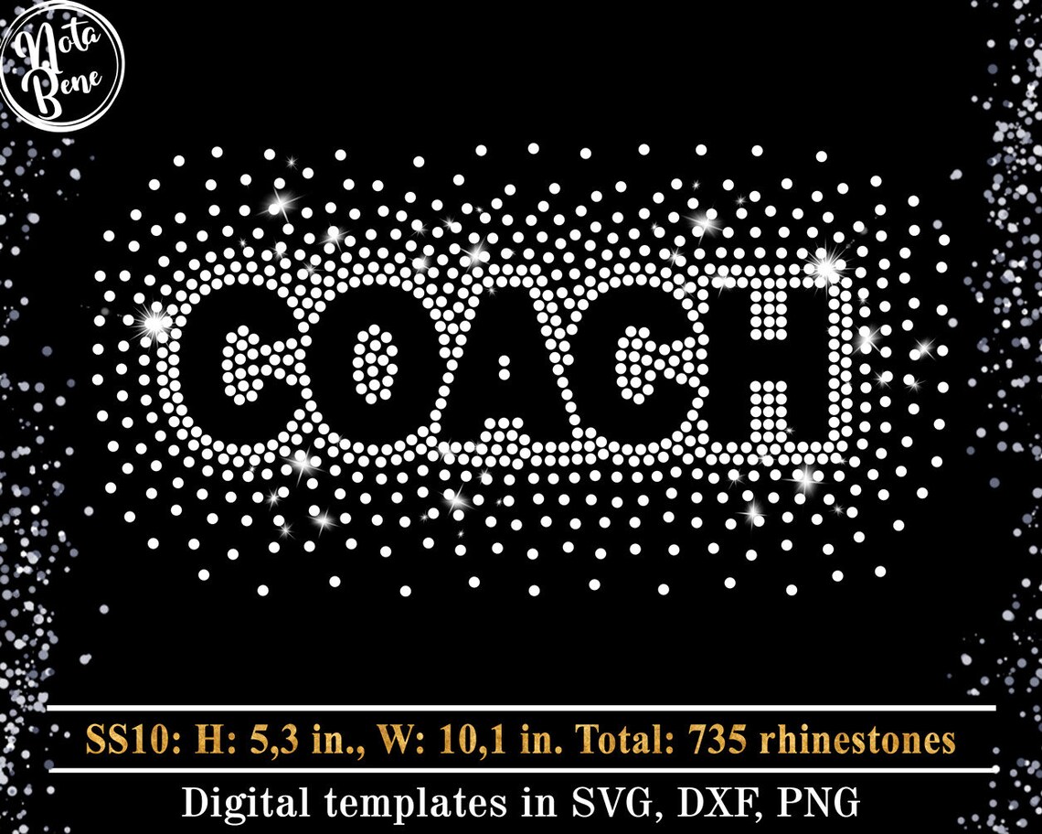 Coach Rhinestone Template SVG, Cheerleader Scattered Spray Bling Shirt ...