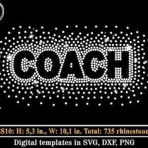 COACH Rhinestone Template SVG, Cheerleader Scattered Spray Effect, Rhinestones svg Bling Shirt Design svg Cricut cut file Digital Download