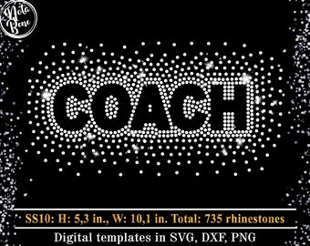 Coach Rhinestone Template SVG, Cheerleader Scattered Spray Bling Shirt Design, Sports Mom Spangle Transfer