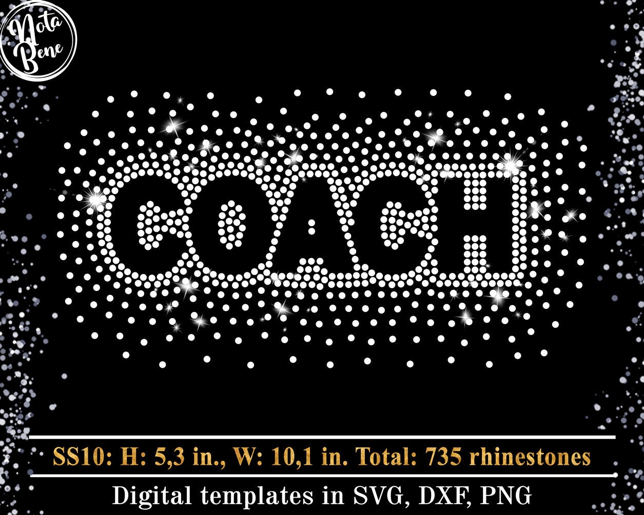 Coach Rhinestone Template SVG, Cheerleader Scattered Spray Bling Shirt ...