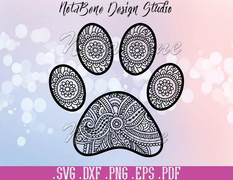 Download Dog Paw Mandala SVG Zentangle Cat Paw SVG Pet Lover Art svg | Etsy