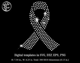 Cancer Awareness Ribbon Rhinestone Template SVG (Digital Download)