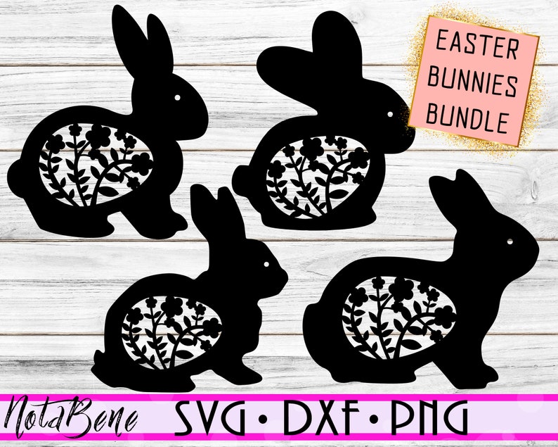 Download Easter Rabbit Silhouette SVG Floral Bunny SVG Floral ...
