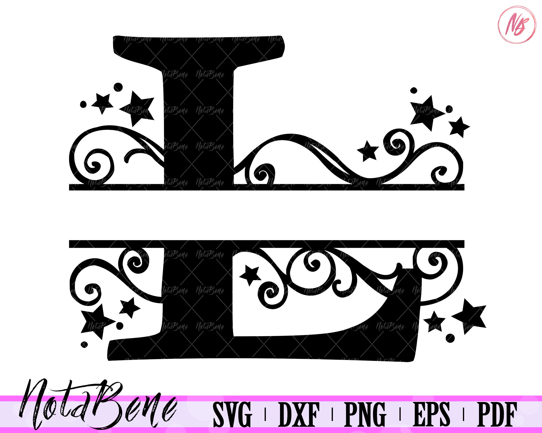 Download L Split Monogram SVG Split Letter L SVG Divided Initial L ...