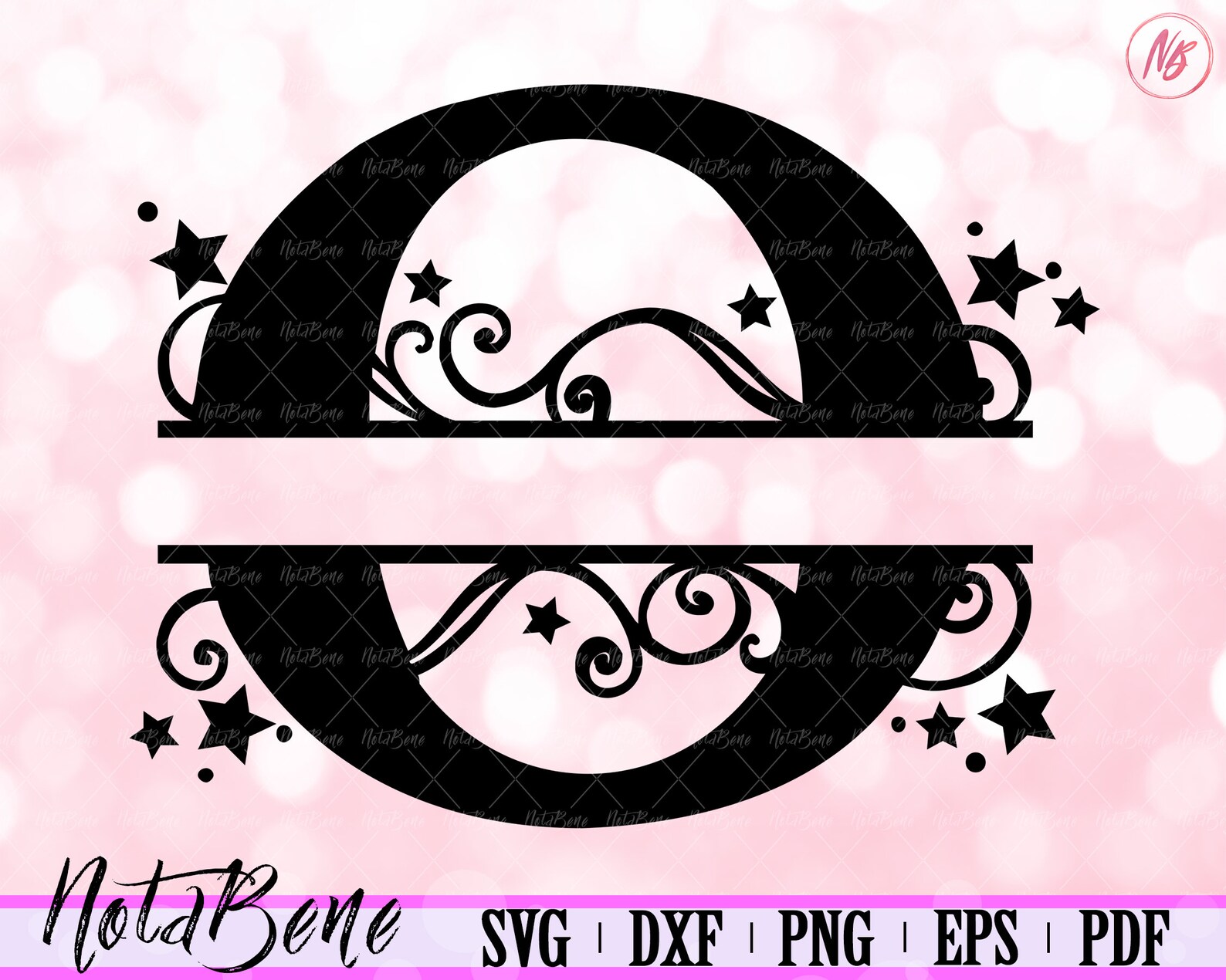 Download O Split Monogram SVG Swirls Stars Split Letter O SVG Elegant | Etsy