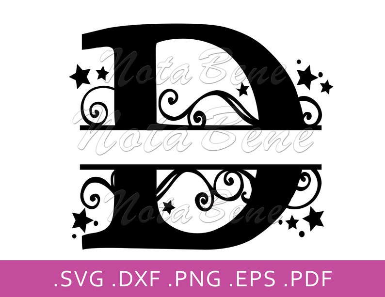 Download Elegant Split Monogram SVG Swirls stars Split Letter D SVG ...