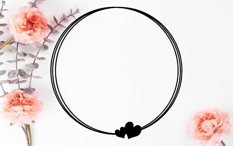 Download Clip Art Art Collectibles Monogram Frame Circle Frame Svg Circle Border Svg Cricut Dxf Htv Cut Circle Wreath Svg Wedding Circle Border Svg Hearts Circle Frame Svg