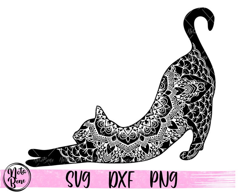 Download Mandala Cat Svg Cut File Yoga U0421at Stretching Svg Cat Clipart Svg Kitten Cricut Silhouette Zentangle Svg Png Clip Art Art Collectibles