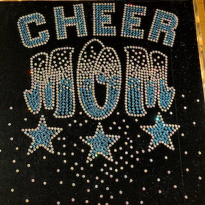 CHEER MOM Rhinestone Template SVG, Cheerleader Scattered Spray Effect, Rhinestones Stars svg, Bling Shirt Design