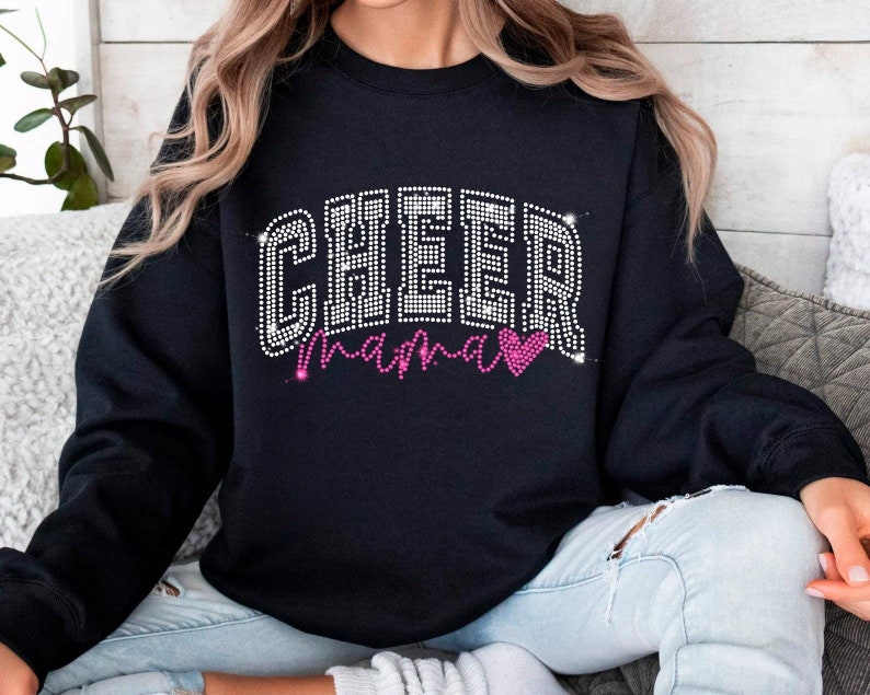 Cheer Mom Rhinestone SVG Template, Cheerleader Mom Bling Design, Crystal Hotfix Sparkle Pattern, Rhinestones SVG for Cricut