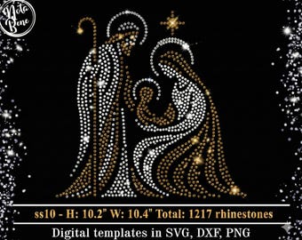 Nativity Scene, Rhinestone Template SVG, Christmas Manger Bling svg, Rhinestones Pattern, Spangle transfer