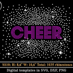 CHEER Scatter Rhinestone Template SVG, Cheerleader Scattered Spray ...