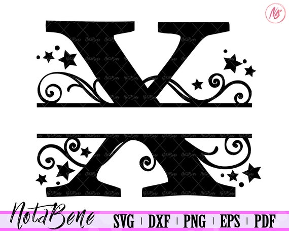 Download X Split Monogram Svg Swirls Stars Split Font Letter X Svg Etsy