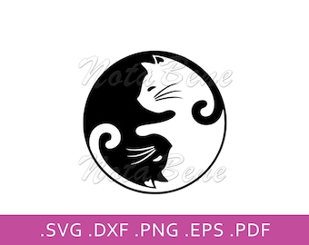 Cat Yin Yang SVG, Two Cats Cut File (Digital Download)