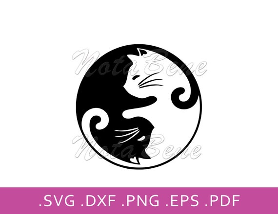 Cat Yin Yang SVG, Two Cats Cut File (Digital Download)