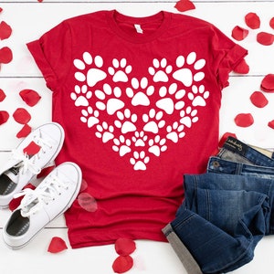 Paw Prints Heart SVG Cut File Funny Valentines Day Shirt Svg - Etsy